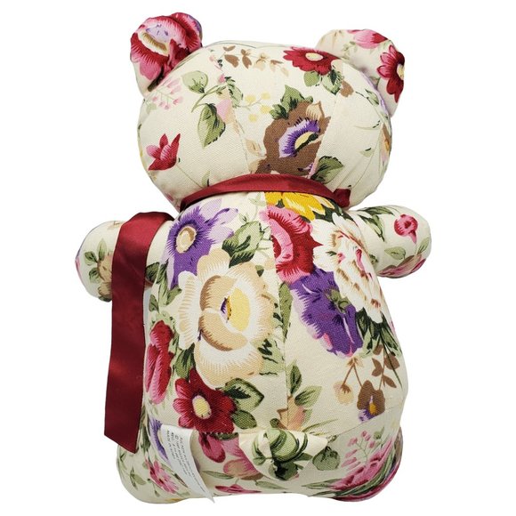 Vintage Milaca Mills Floral Fabric Teddy Bear Plush Stuffed Animal Toy 1989 - Picture 4 of 8